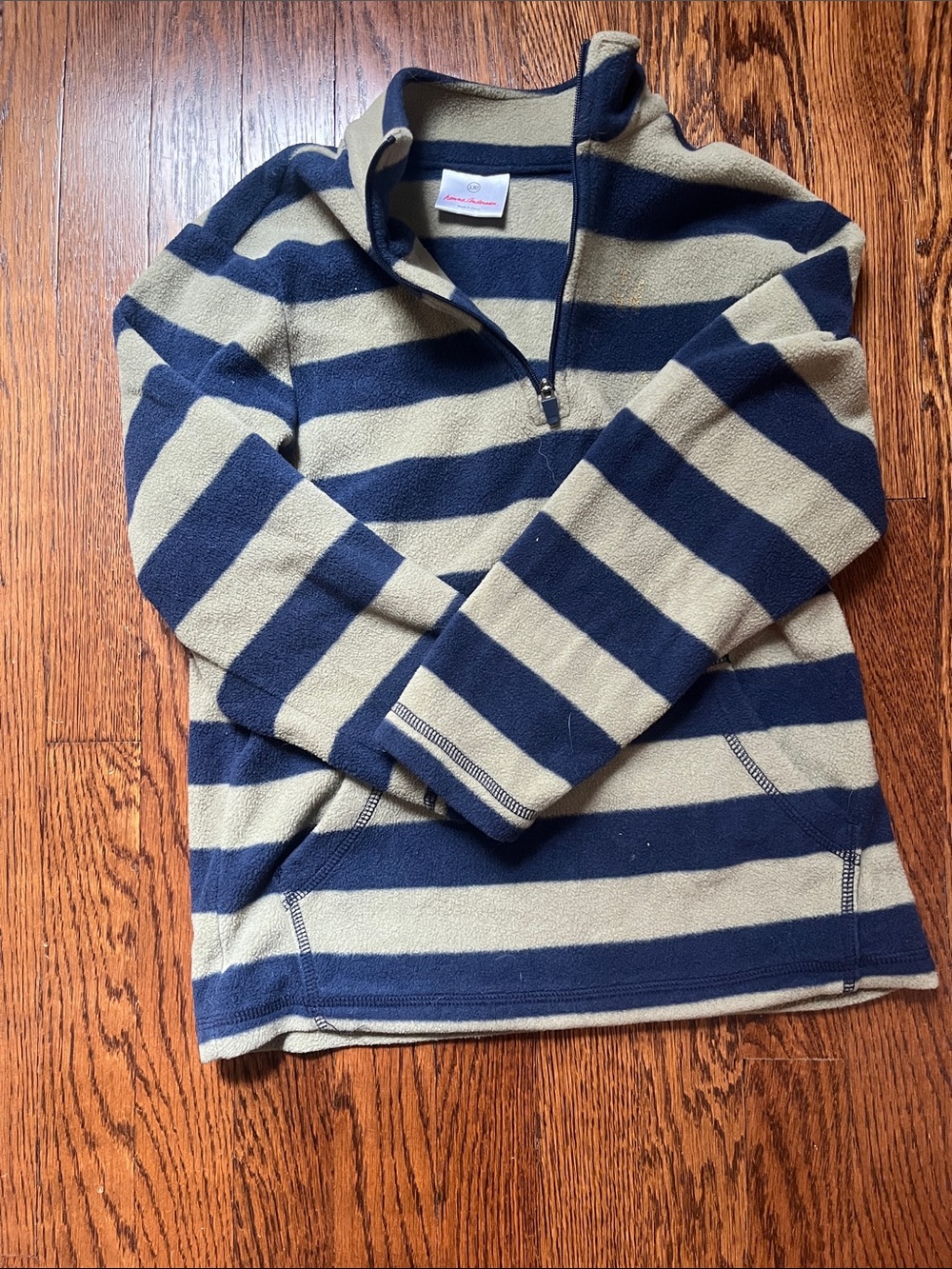 Hanna Andersson Navy & Cream Striped Quarter-Zip Pullover